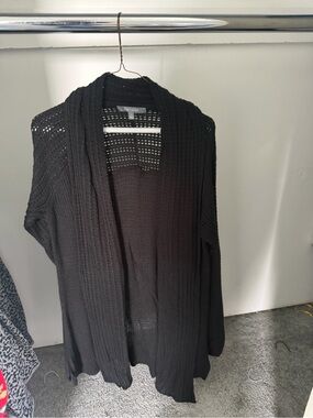 Daisy Fuentes Women’s Open Front Cable Knit Cardigan Black Size Large